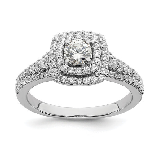 14KT White Gold Double Halo Diamond Semi-mount Engagement Ring