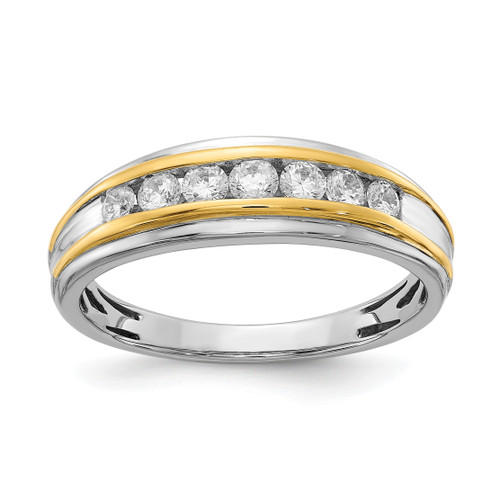 14KT Two-tone 7-Stone 1/2 carat Diamond Complete Men's Ring