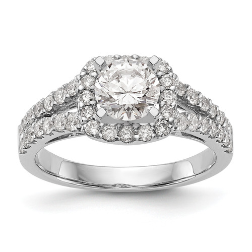 14KT White Gold Halo Plus Diamond Semi-Mount Engagement Ring