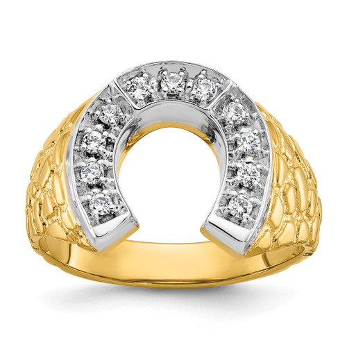14KT Two-tone IBGoodman Men's Horseshoe 1/5 carat Diamond Complete Ring