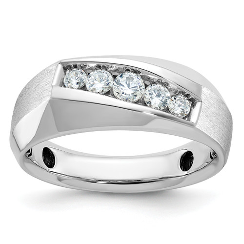 IBGoodman 14KT White Gold Men's Polished and Satin 5-Stone 1/2 Carat A Quality Diamond Ring