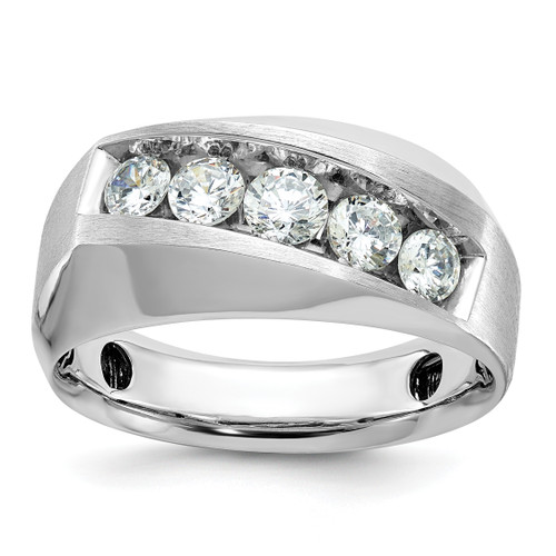 IBGoodman 14KT White Gold Men's Polished and Satin 5-Stone 1 Carat AA Quality Diamond Ring