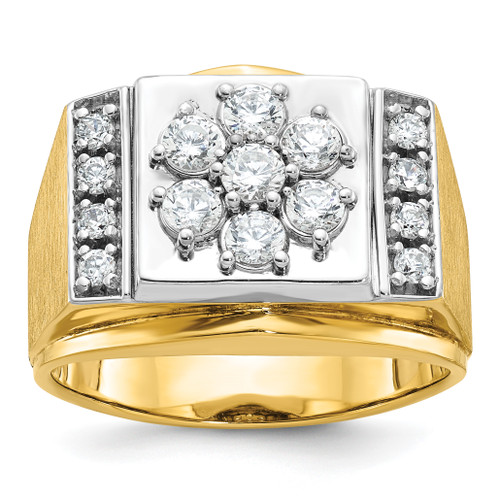IBGoodman 14KT Two-tone Men's Polished and Satin 1 Carat AA Quality Diamond Cluster Ring