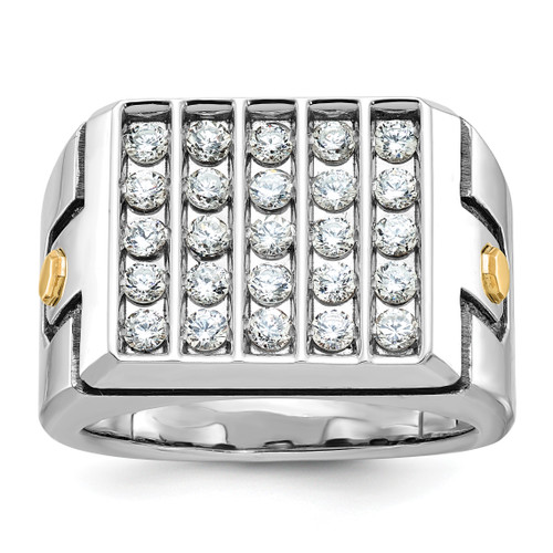 IBGoodman 14KT Two-tone with Black Rhodium Men's Polished and Grooved 5-Row 1 3/4 Carat AA Quality Diamond Cluster Ring