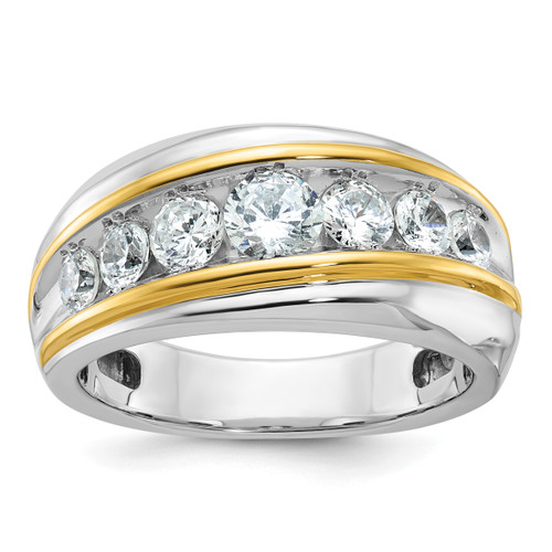 IBGoodman 14KT Two-tone Men's Polished and Grooved 7-Stone 1 1/2 Carat AA Quality Diamond Ring