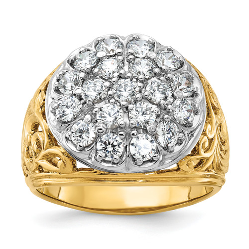 IBGoodman 14KT Two-tone Men's Polished Filigree 2 Carat AA Quality Diamond Cluster Ring