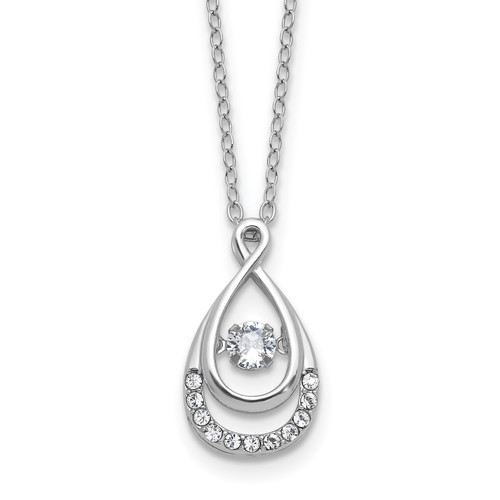 Cheryl M Sterling Silver Rhodium-plated Polished Vibrant Cubic Zirconia Teardrop Necklace