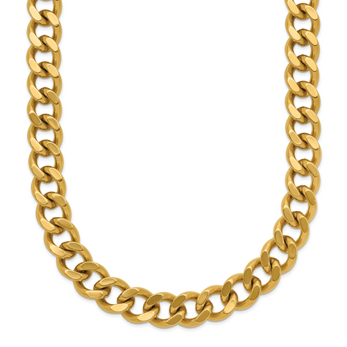 Chisel Stainless Steel Polished Yellow IP-plated 8mm 24 inch Curb Chain Necklace