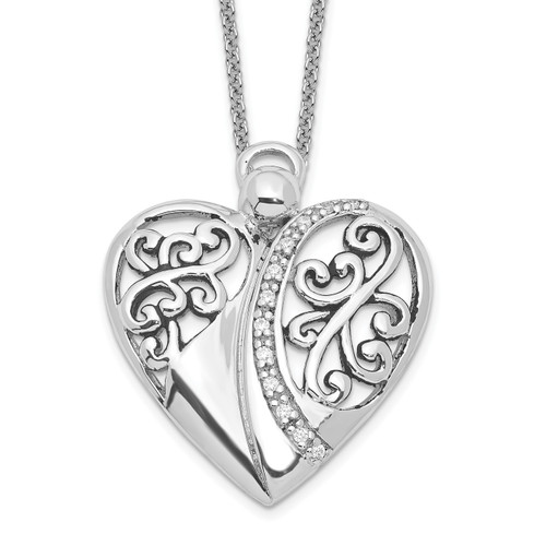 Sentimental Expressions Sterling Silver Rhodium-plated Cubic Zirconia Antiqued 18in Angel of Love Necklace