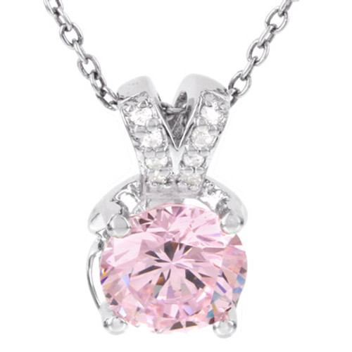 SS Cubic Zirconia Pend Necklace