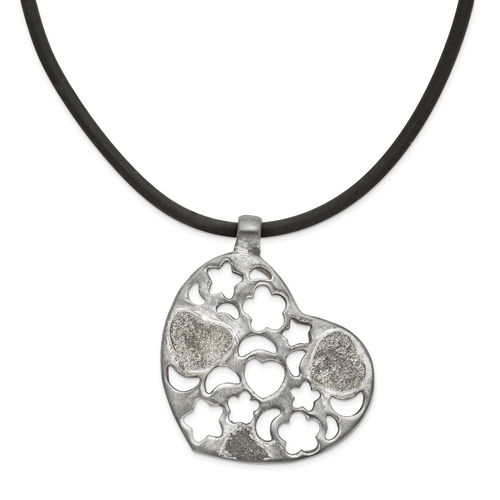 Sterling Silver Heart Cord Necklace