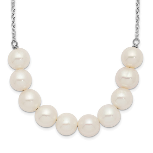 Sterling Silver Rhodium-plated 6-7mm White Near Round FWC Pearl Necklace