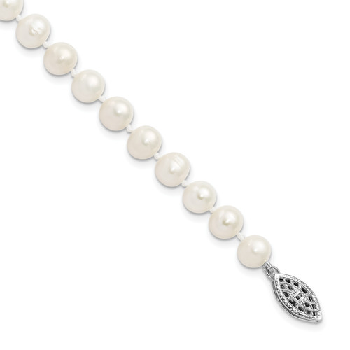 Sterling Silver Rhodium White Freshwater Cultured Pearl Bracelets