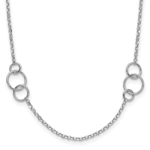 Leslie's Sterling Silver Rh-plated Polished Circle with 1in ext. Necklace