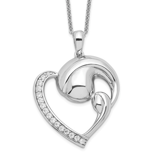 Sentimental Expressions Sterling Silver Rhodium-plated Cubic Zirconia Motherhood 18in. Necklace