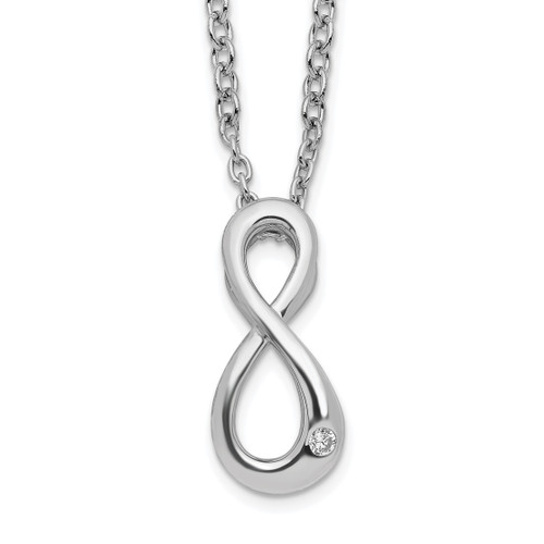 White Ice Sterling Silver Rhodium-plated 18 Inch Diamond Infinity Symbol Necklace with 2 Inch Extender