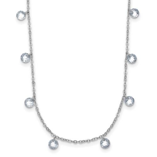 Leslie's Sterling Silver Rhodium-plated Cubic Zirconia with 1in ext. Necklace