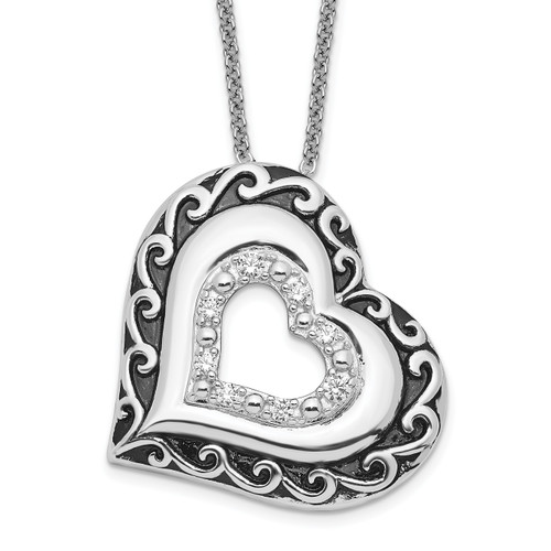 Sentimental Expressions Sterling Silver Rhodium-plated Cubic Zirconia Antiqued Mother Of the Bride 18in. Necklace