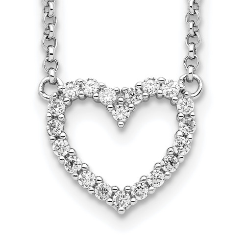 Sterling Silver Rhodium-plated Open Heart Cubic Zirconia 16 inch Necklace