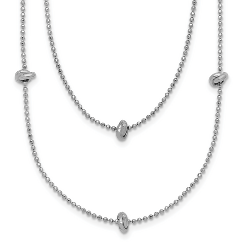 Sterling Silver Rhodium-plated Polished Multi-strand with  2in ext. Necklace