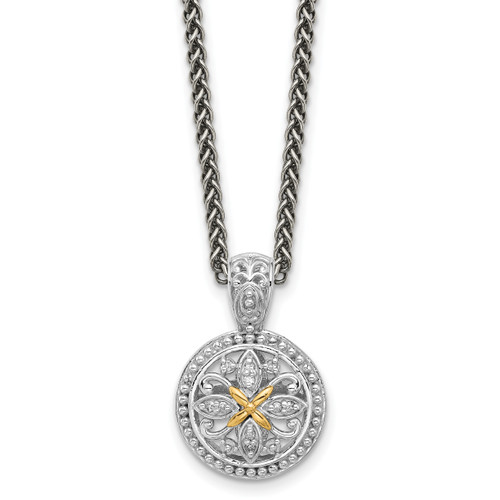 Shey Couture Sterling Silver Rhodium-plated with 14K Accent and Diamond 18 inch Necklace