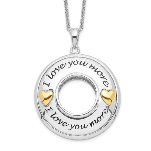 Sentimental Expressions Sterling Silver Gold-plated Antiqued Cubic Zirconia I Love You More 18in. Necklace