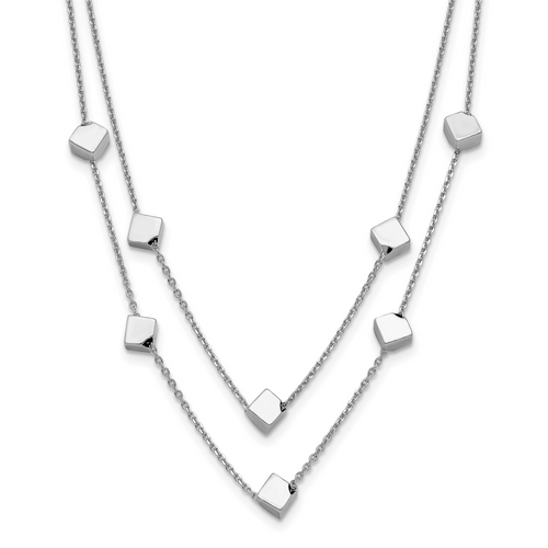 Leslie's Sterling Silver Rhod-pl Multi-strand Beaded with  2in ext. Necklace