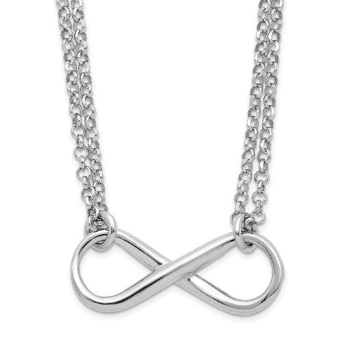 Leslie's Sterling Silver RH-plated Polished Infinity Symbol Necklace