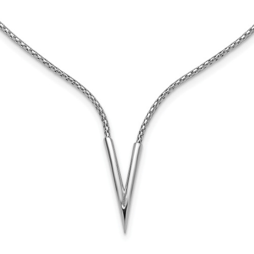 Leslie's Sterling Silver Rh-plated Polished V with 2in ext. Necklace