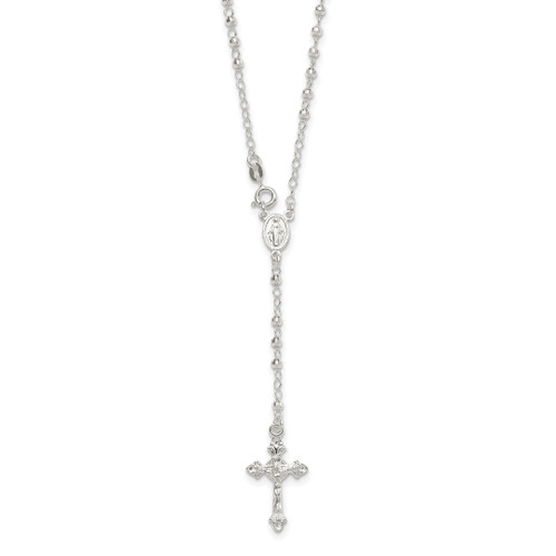 Sterling Silver Rhodium-plated Polished with  Clasp Rosary