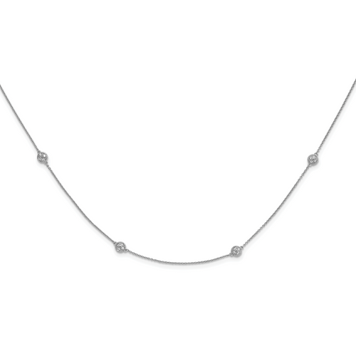 Sterling Silver Rhodium-plated Cubic Zirconia Circle 14-Station Necklace