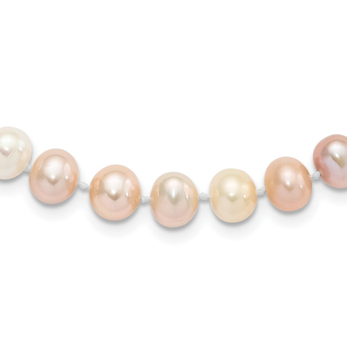 Sterling Silver Rhodium-plated 8-9mm Multi-color FWC Pearl Necklace