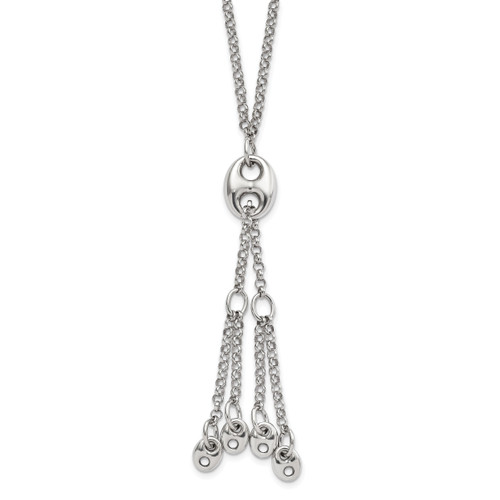 Sterling Silver Fancy Link Drop Necklace