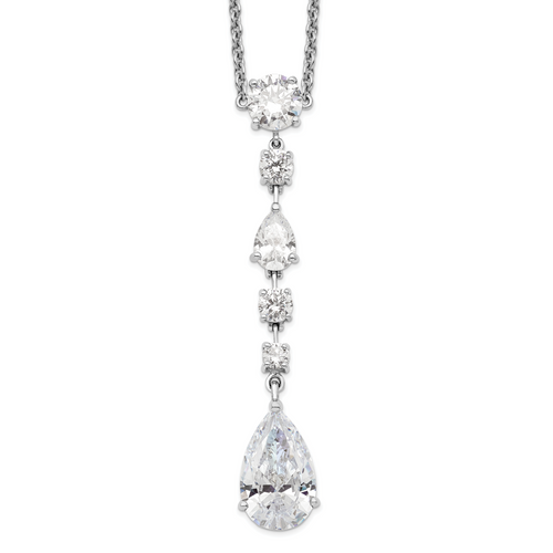 Sterling Silver Polished Fancy Cubic Zirconia Necklace