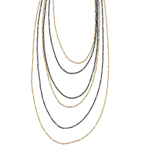 Leslie's Sterling Silver Gold/Black Rhodium-plated 1in ext. Necklace