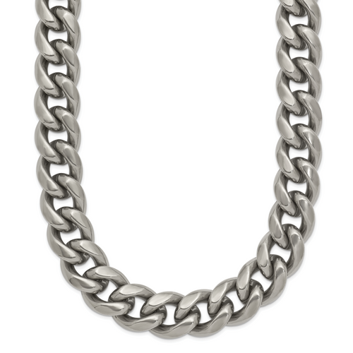 Titanium Polished 10.00mm Curb 20in Necklace