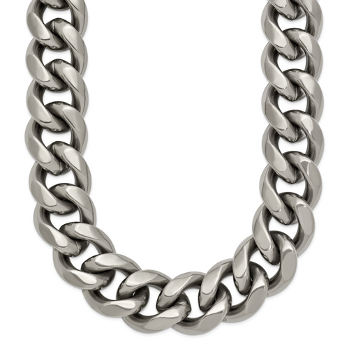 Titanium Polished 14.50mm Curb 22in Necklace