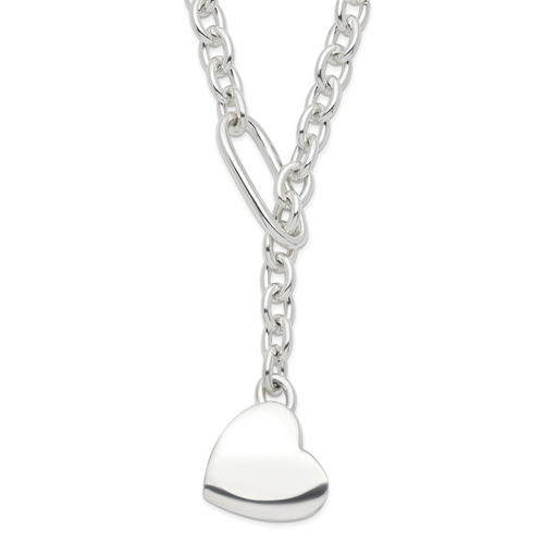 Sterling Silver Heart Fancy Link Necklace