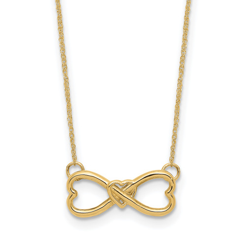 14k Polished Infinity with Heart Necklace