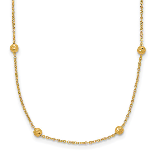 Leslie's 14K Polished D/C Beaded 17in with 2in ext. Necklace