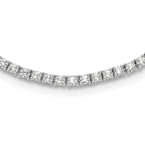 Sterling Silver Rhodium-plated Polished Cubic Zirconia Tennis Necklace