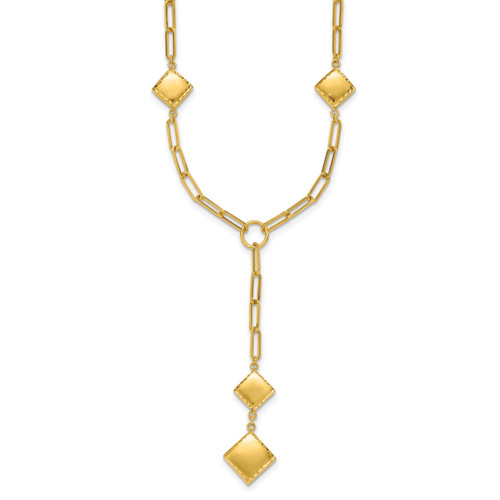 Herco 14K Polished/Diamond-cut Paperclip Chain Y-Drop Necklace