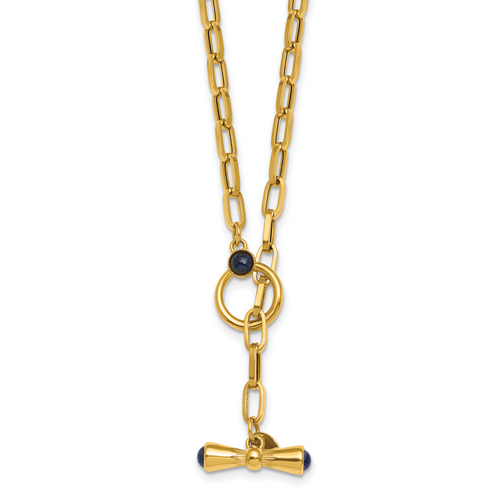 HERCO Gold 4,1mm Paperclip Necklaces with Toggle and 3 Sapphires