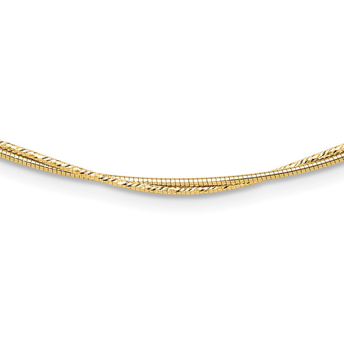 Leslie's 14K Polished and Diamond-Cut Twisted 2-Strand Neckwire Necklace