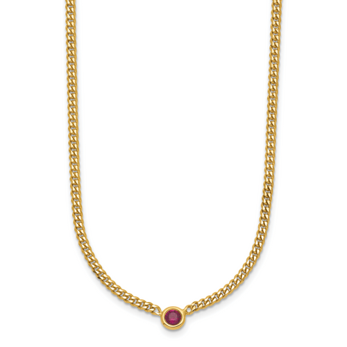 HERCO Gold Curb Chain Necklaces with Ruby