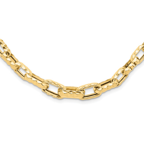 Leslie's 14K Polished Hollow Hammered Graduated Link Necklace