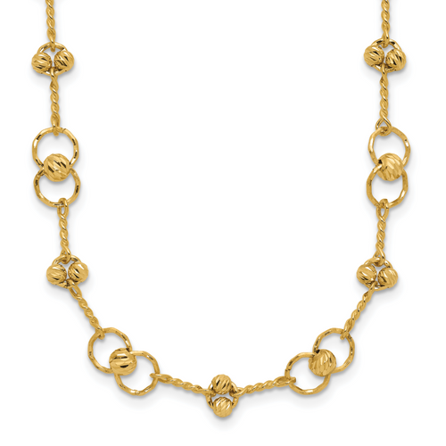 Leslie's 14K Polished/Dia-cut Twisted Circles with  1in Ext. Necklace