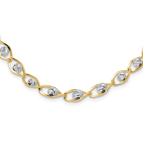 Leslie's 14K Two-tone Polished with Diamond-cut Beads Fancy Necklace