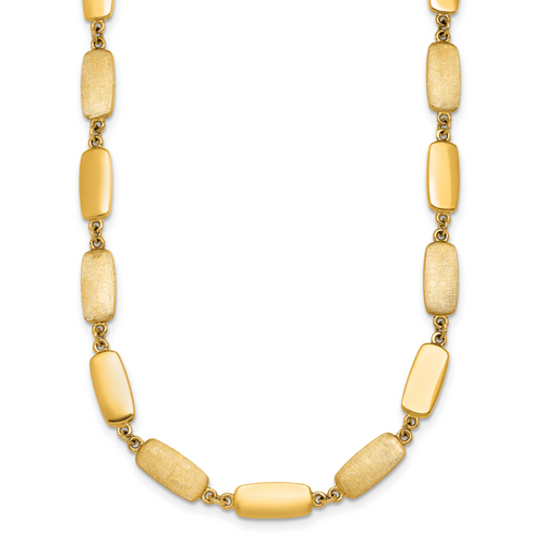 Herco 14K Polished and Satin Rectangular Link Necklace