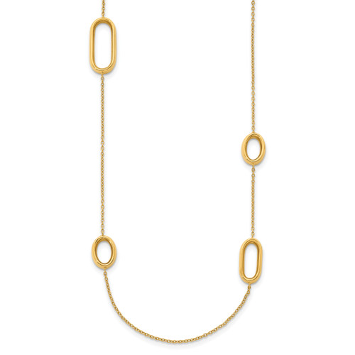 Herco 18K Polished Fancy Oval Link 24 inch Necklace